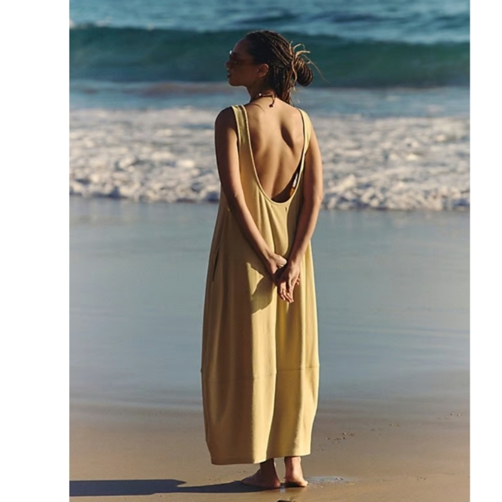 Free People Perth Barrel Dress Tan Cotton Sleeveless - Picture 4 of 14
